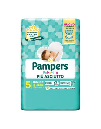 Pampers Baby Dry Junior (11-25kg) Taglia 5 16 pezzi