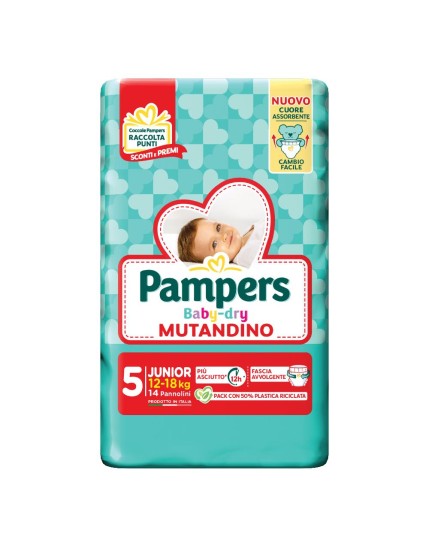 Pampers Baby Dry Mutandino Junior Taglia 5 (12-18 Kg) 14 Pannolini
